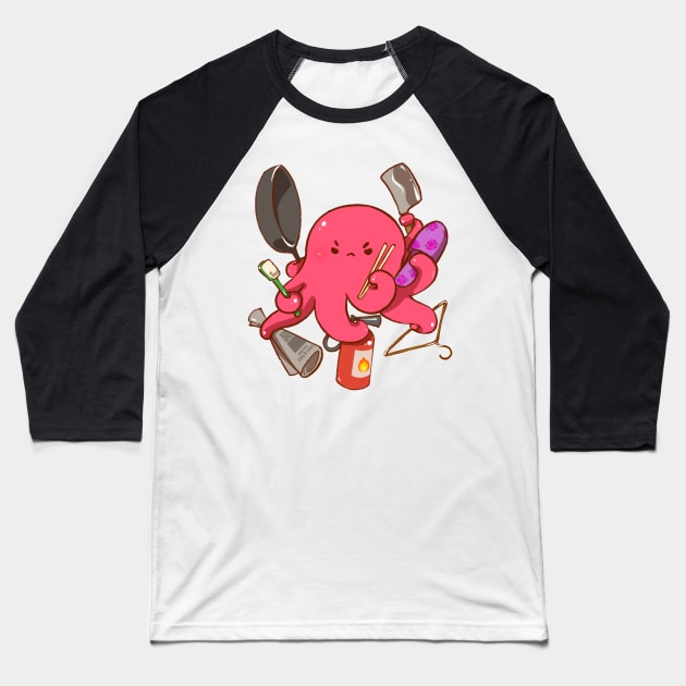 Murder Octopus Baseball T-Shirt by vooolatility